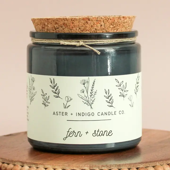 Aster + Indigo: Fern + Stone Soy Candle
