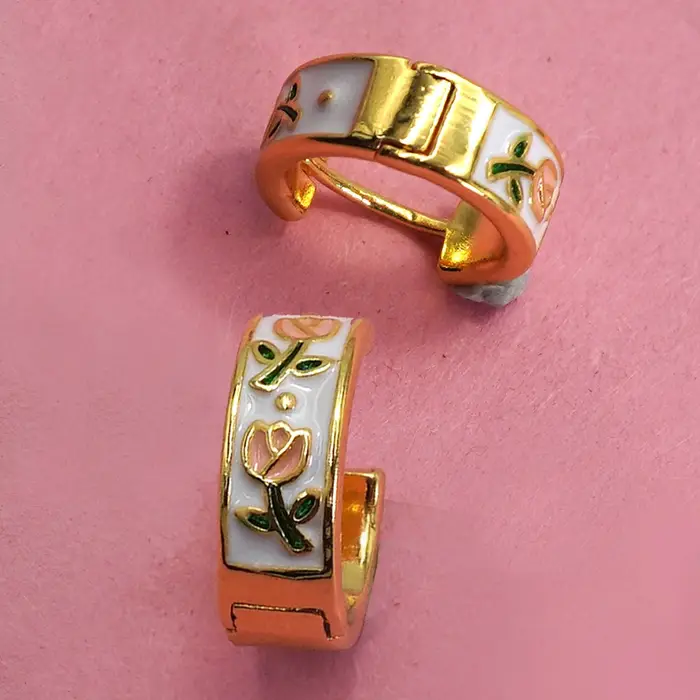 Vintage Floral Huggie Earrings