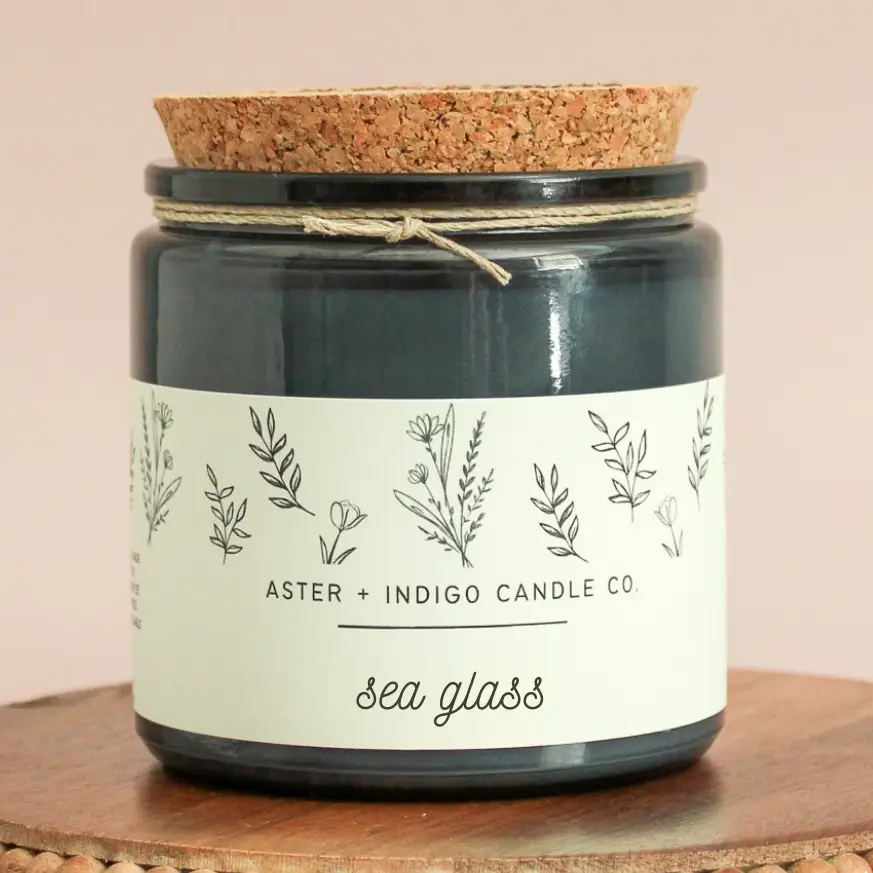 Aster + Indigo: Sea Glass Soy Candle