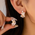 Hypoallergenic: Pearl Cluster Hoop