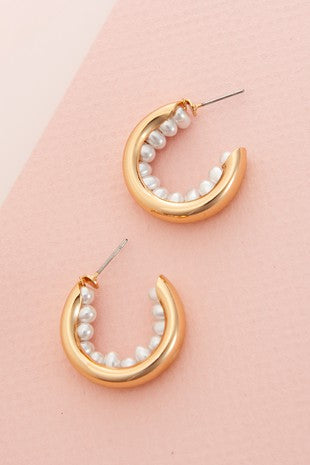 Pearl Hoop Earrings