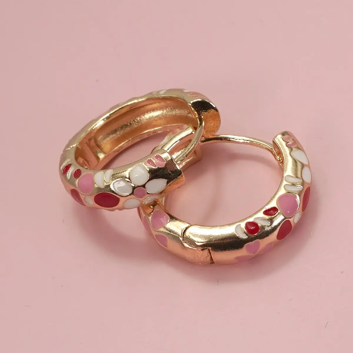 Pink Floral Hoop Earrings