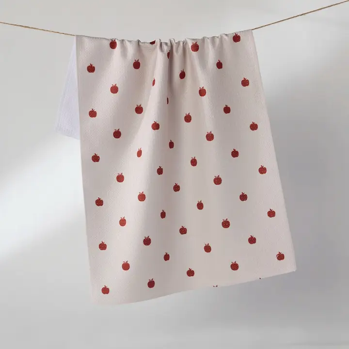 Geometry: Off White Dotty Apple Tea Towel