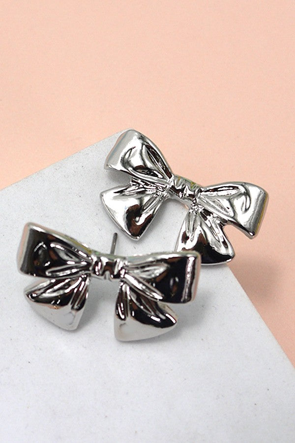Classic Bow Stud Earrings: Gold + Silver