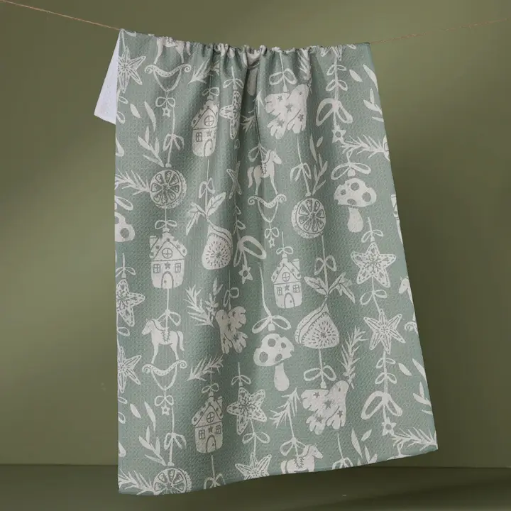 Cozy Ornaments Geometry Tea Towel