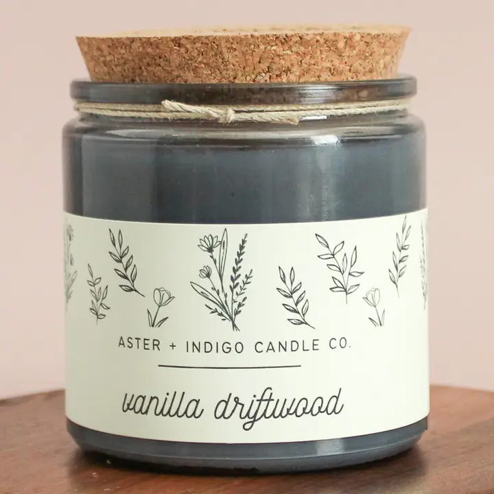 Aster + Indigo: Vanilla Driftwood Soy Candle