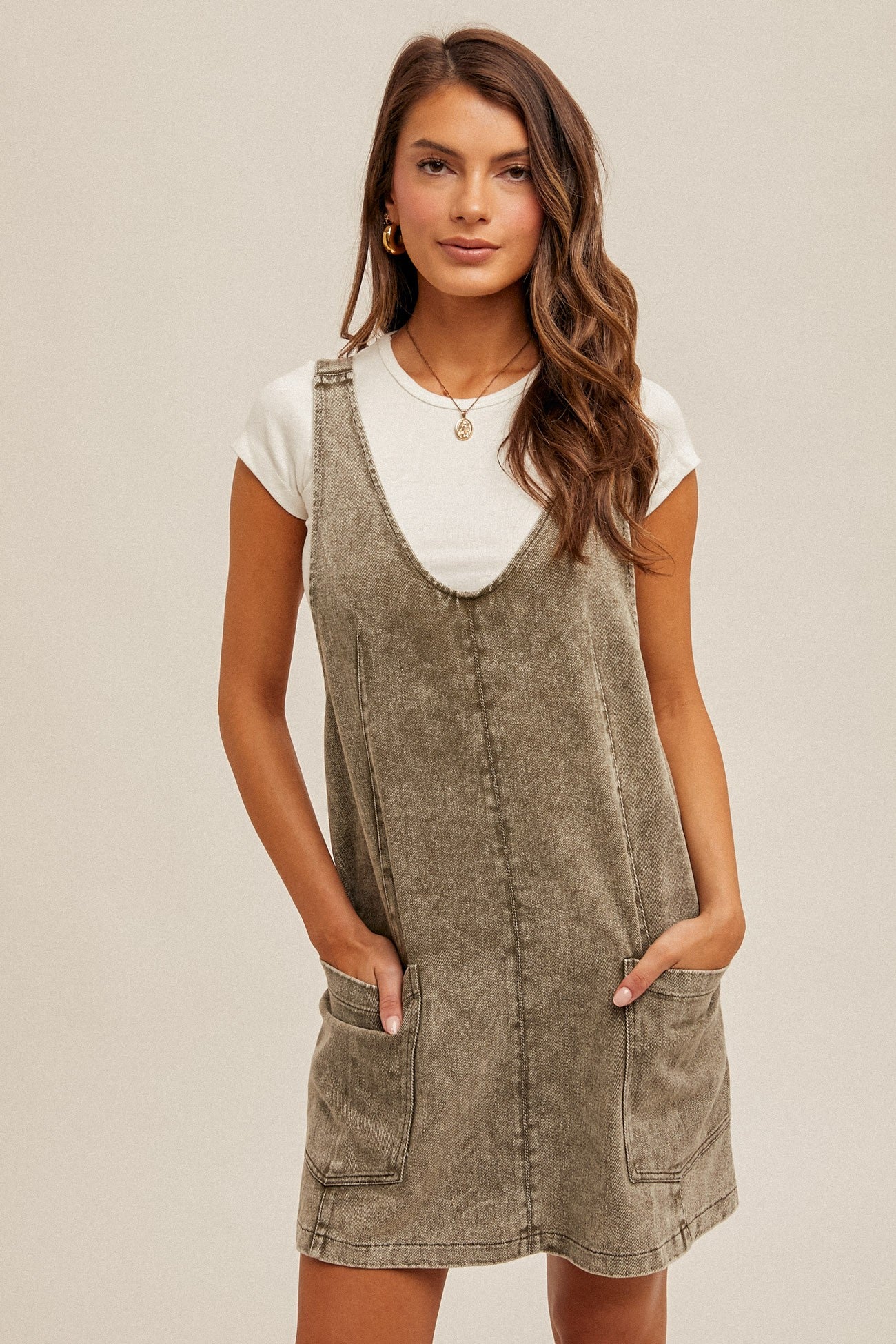 Olive Overall Dress