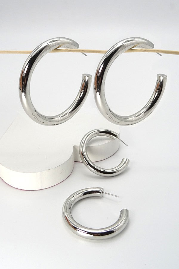 Chunky Hoop Earring - Gold + Silver