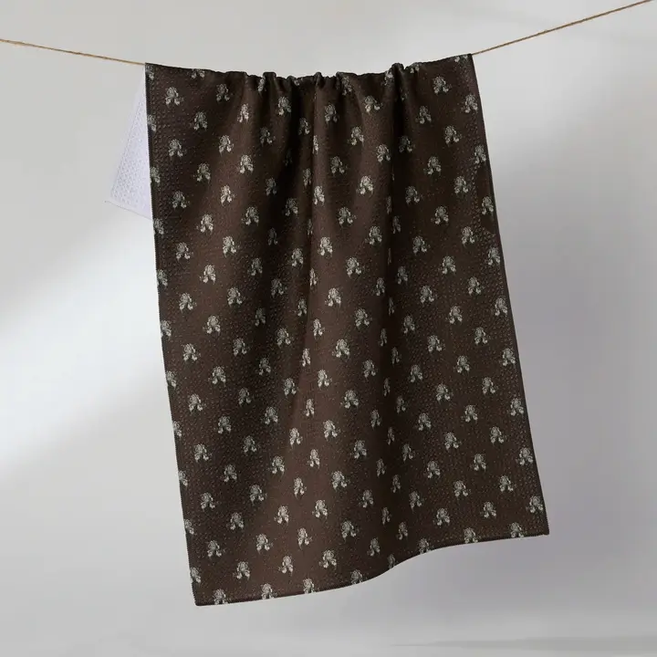 Geometry: Brown Foraged Tea Towel