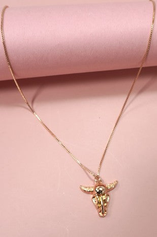 Gold Bull Charm Necklace