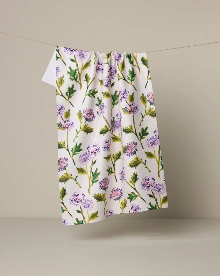 Geometry: Blooming Thistle Tea Towel