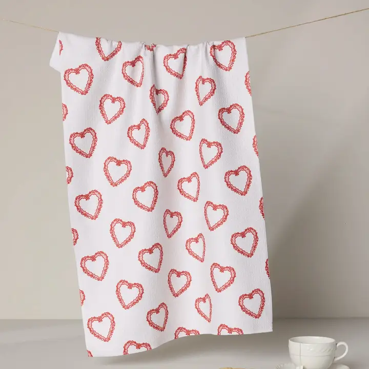Soft Heart Geometry Tea Towel