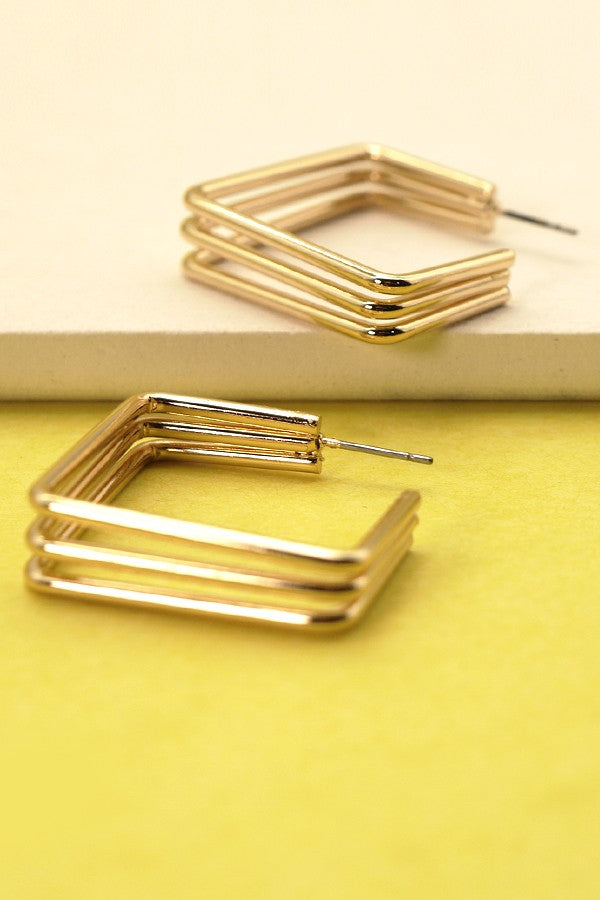 Square Hoop Earrings - Gold + Silver