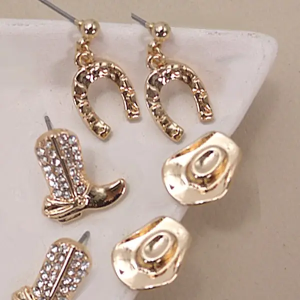 Hypoallergenic Western Earring Trio