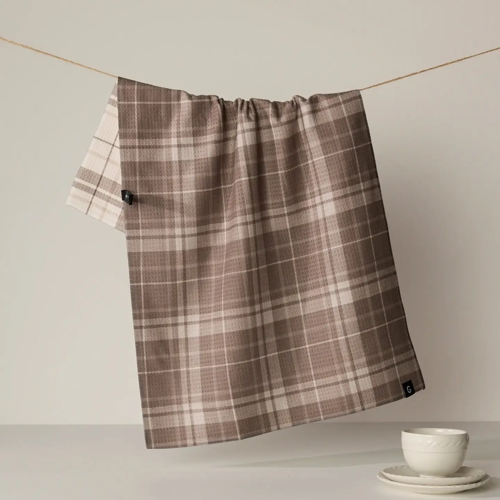 Geometry: Oat Plaid Luxe Kitchen Towel