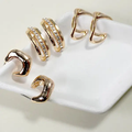 Hypoallergenic Rhinestone Huggie Earring Trio