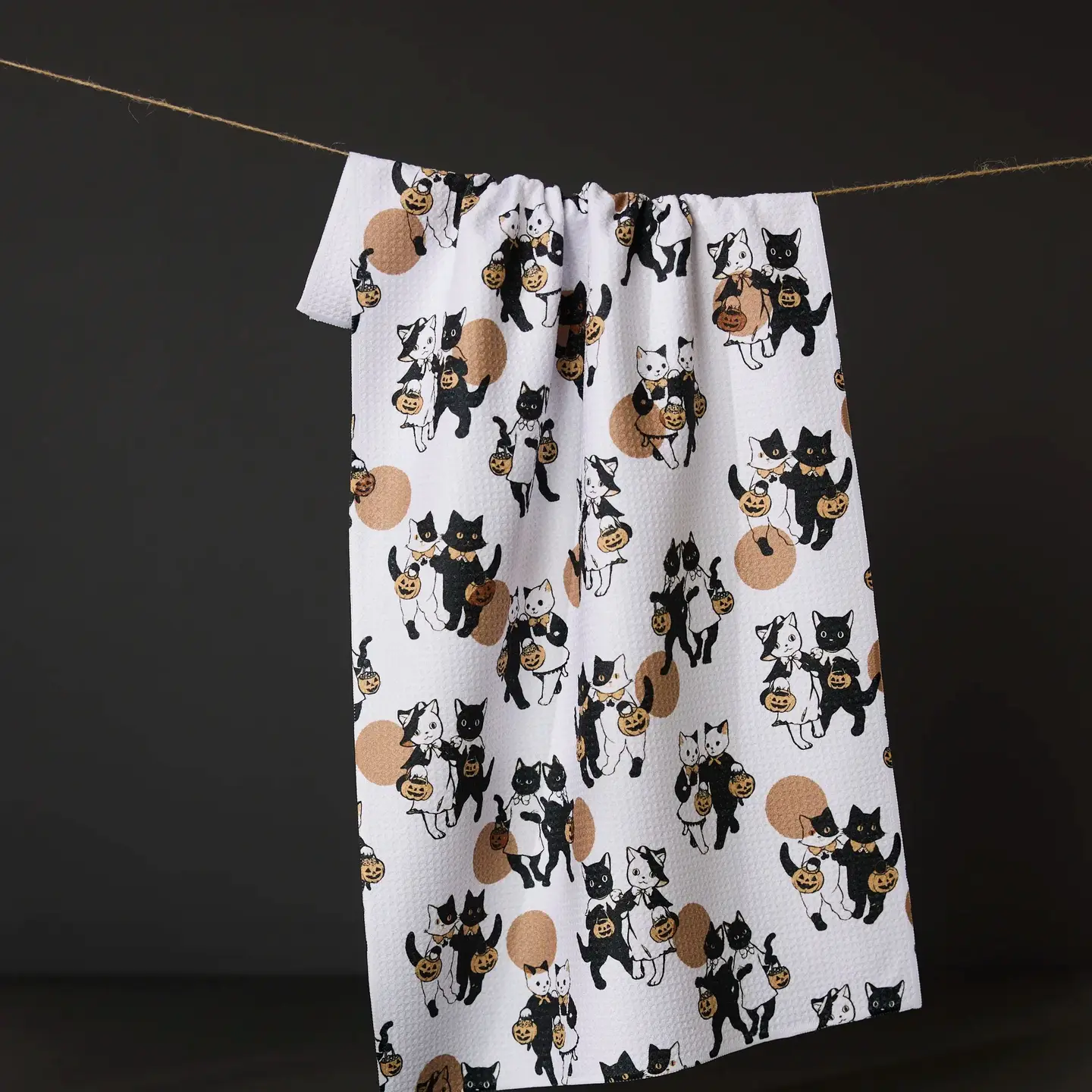 Halloween Date Geometry Kitchen Tea Towel