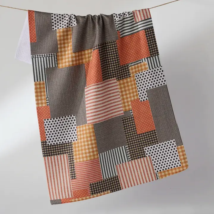 Geometry: Patch and Pumpkin Tea Towel
