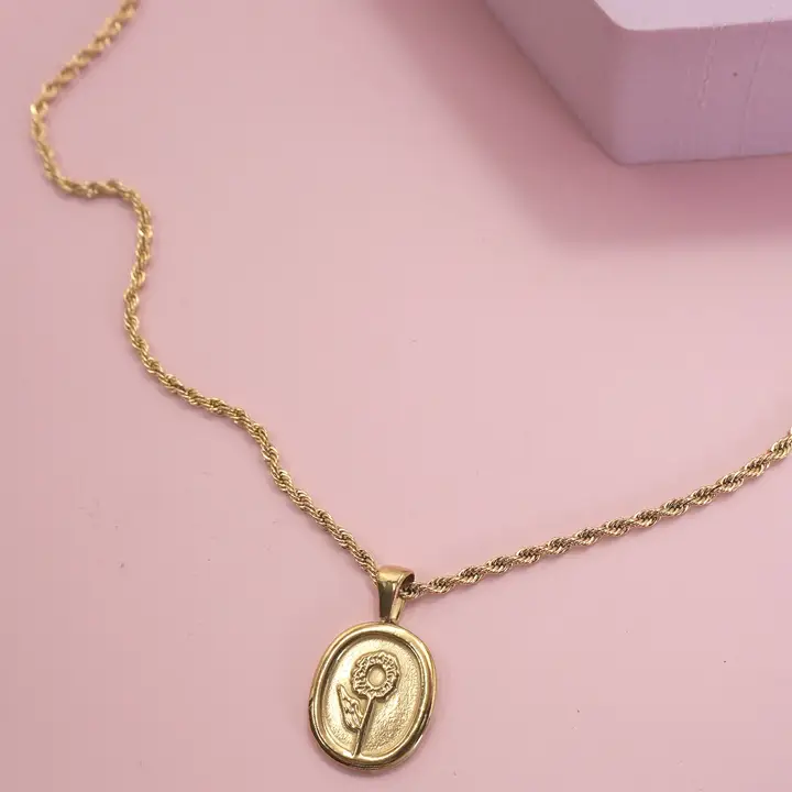 Hypoallergenic: 18K SS Rose Necklace