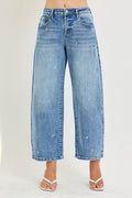 Mia Embroidered Heart Barrel Denim