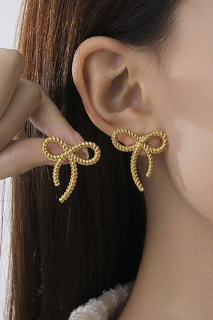 Hypoallergenic Rope Bow Earrings