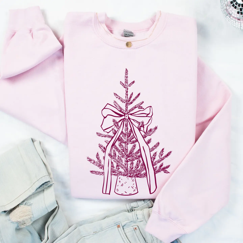 Pink Christmas Tree Crewneck