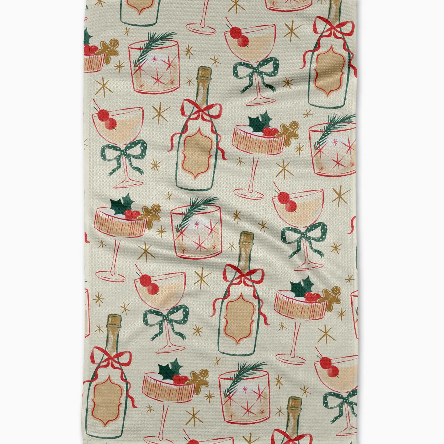 Christmas Cocktails Geometry Tea Towel