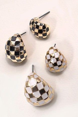 Checker Hoop Earrings