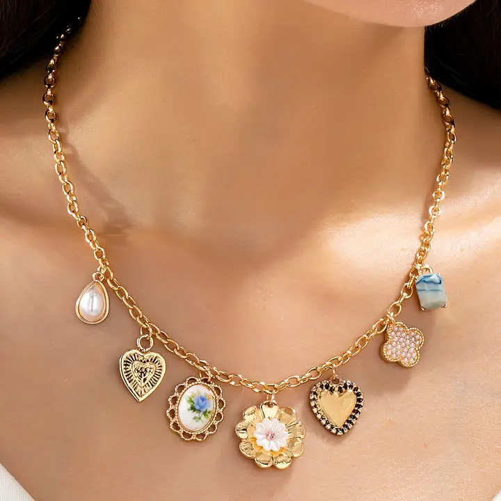 Vintage Heart Charm Necklace