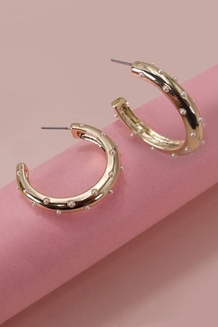 Hypoallergenic: Pearl Studded Hoop Earrings