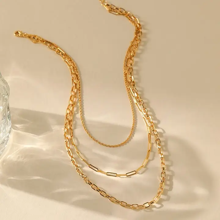 Hypoallergenic: 18K SS Layered Chain Necklace