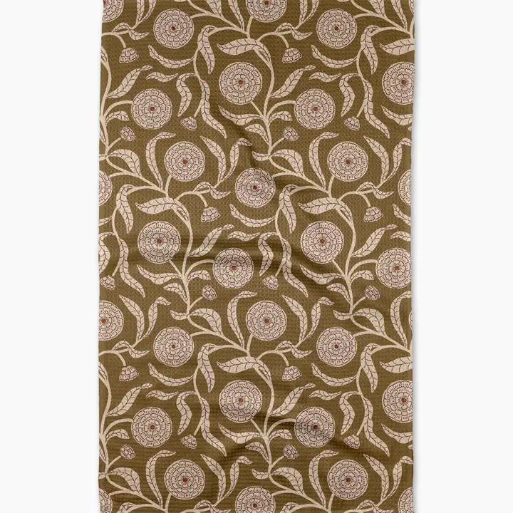 Falling Flowers Geometry Tea Towel