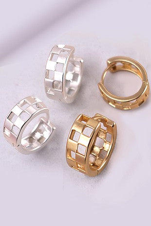 Silver Checker Hoops