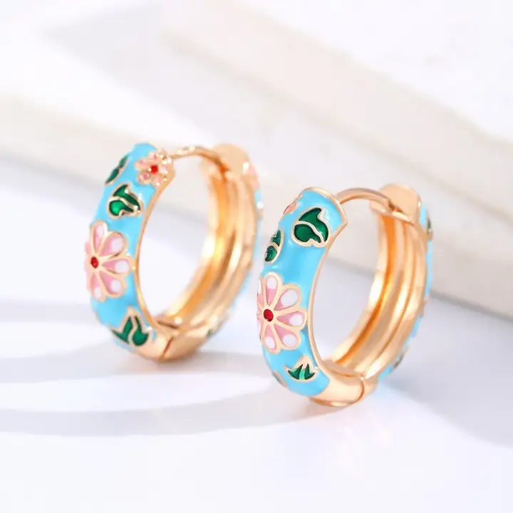 Blue Vintage Floral Earrings