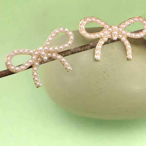 Pearl Bow Stud Earrings