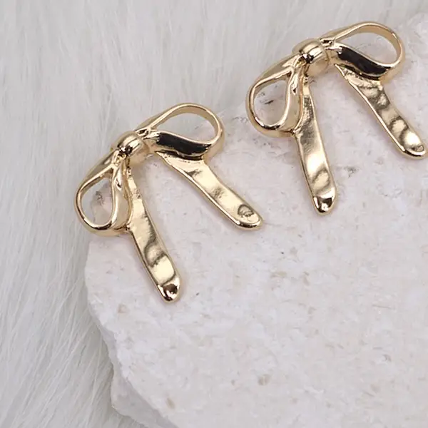 Gold Bow Stud Earring