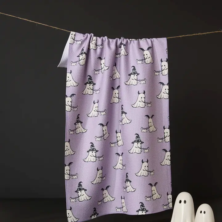 Spooky Ghost Walk Geometry Kitchen Tea Towel