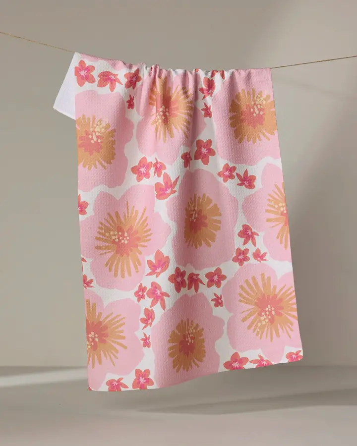Geometry: Hibiscus Sunset Tea Towel