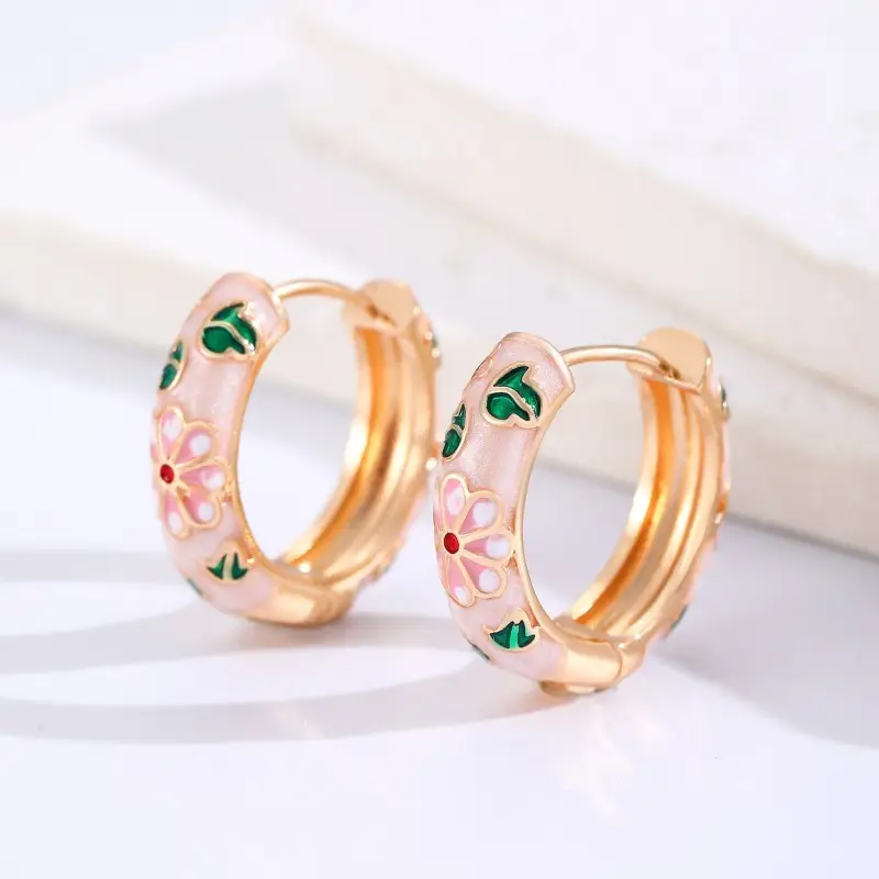 Pink Vintage Floral Earrings