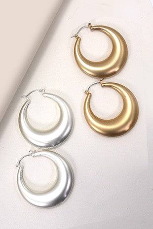 Oval Matte Earrings - Gold +Silver