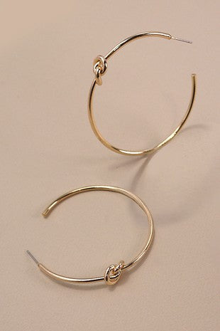 Hypoallergenic Gold Knot Hoop Earrings