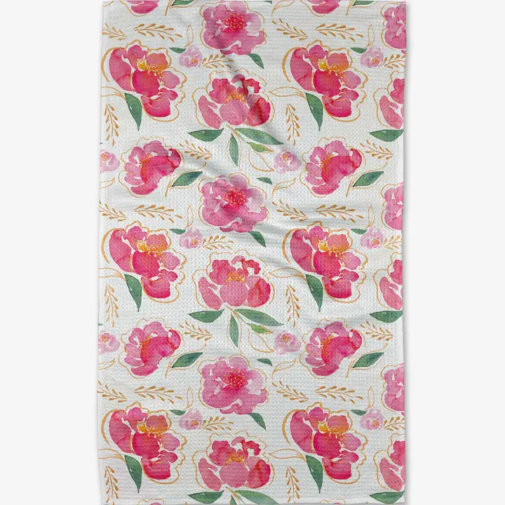 Geometry: Pink Peony Tea Towel